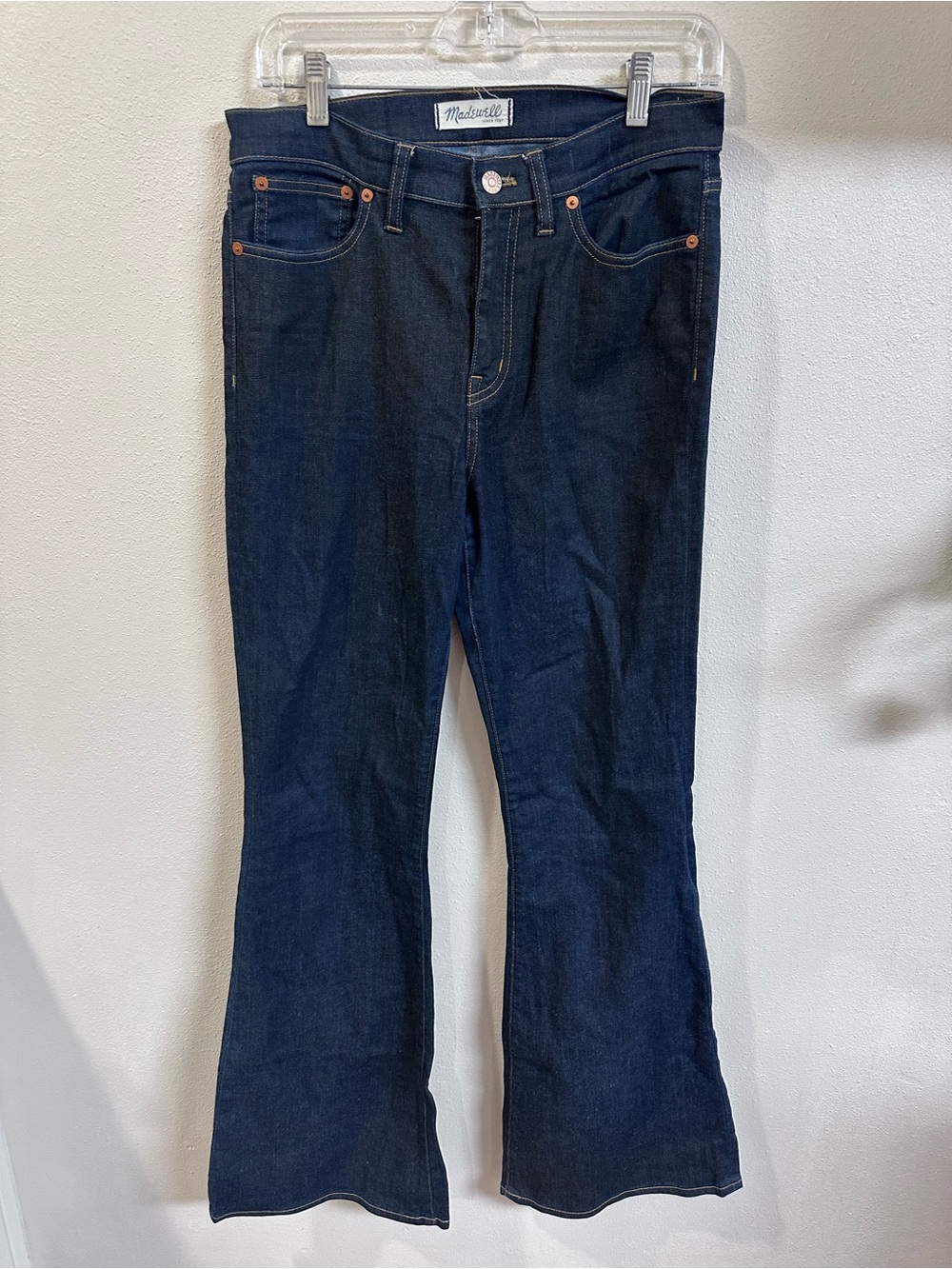 Madewell Navy Flea Market Flare Jeans with Copper Rivets